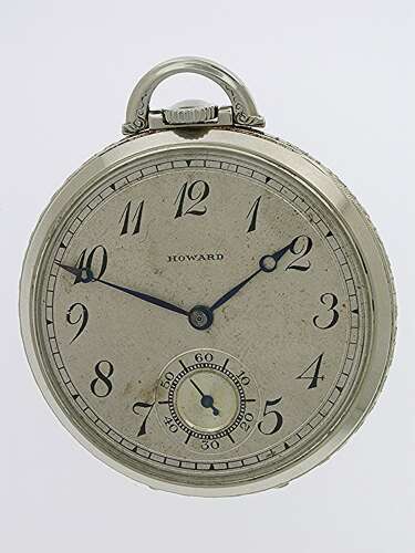 Unique 14 Kt White Gold Military Howard Pocket Watch Made in Usa