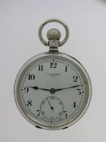 Silver J.W. Benson Birmingham 1919 ALD Case Pocket Watch Swiss Made