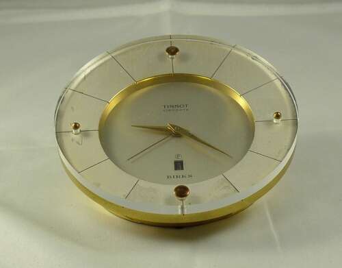 Tissot Birks Round 8 Day Desk Clock with Date  Swiss 1960