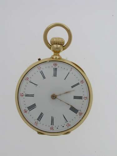 18 Kt Yellow Gold High Quality Open Face Pocket Watch Swiss 1900