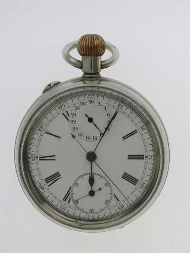Steel Chronograph Pocket Watch Swiss 1870