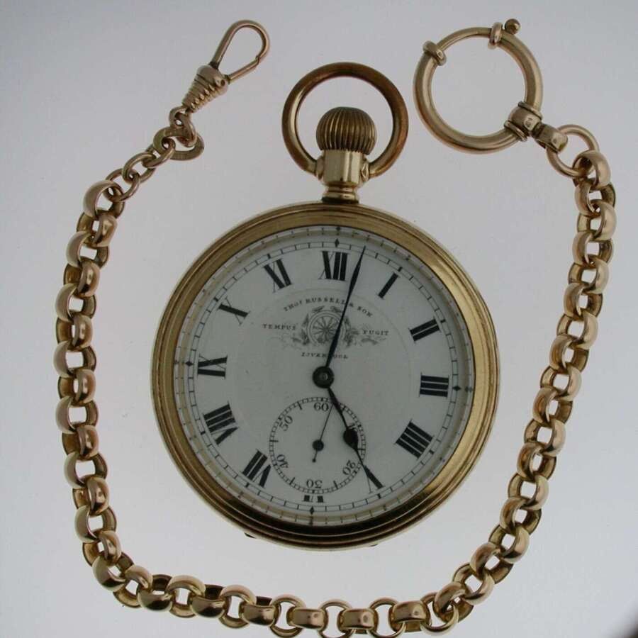 Thomas Russell Gold Filled Open Face Pocket Watch Swiss 1900