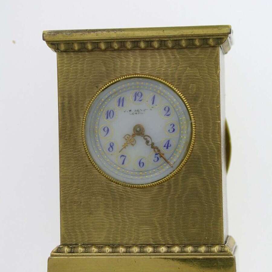 Carriage Gilt Bronze Miniature Clock by JW Benson Swiss 1920