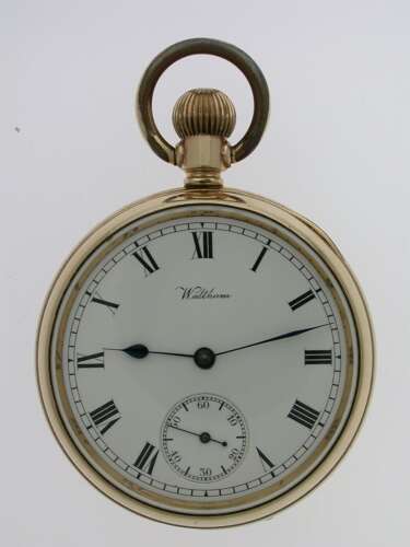 Gold Filled Waltham Open Face Pocket Watch with Original Papers 1950 Made in USA