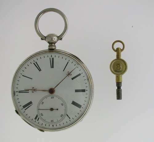 Silver Cylinder Open Face Pocket Watch Swiss 1900
