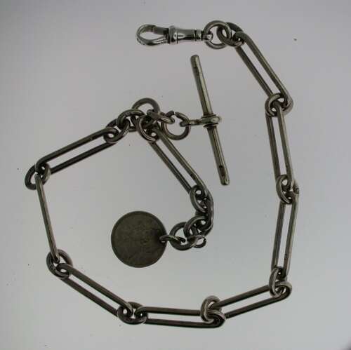 Silver Churchill T-Bar Victorian Pocket Watch Chain (55)