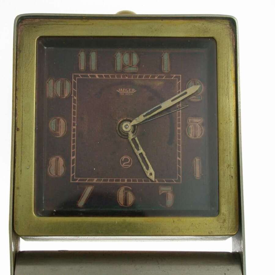 Jaeger Lecoultre Art Deco 2 Day Alarm Desk Clock Swiss 1920