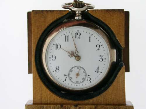 Silver Open Face Pocket Watch Swiss 1900 in Box