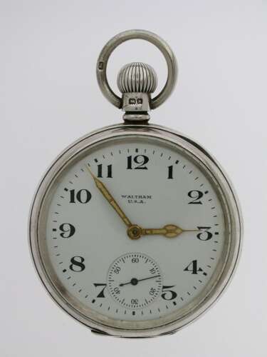 Silver Waltham USA Open Face Pocket Watch Ald Case Hallmarked 1923