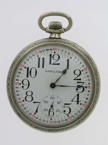 Hamilton Steel Railroad Open Face Pocket Watch USA 1915