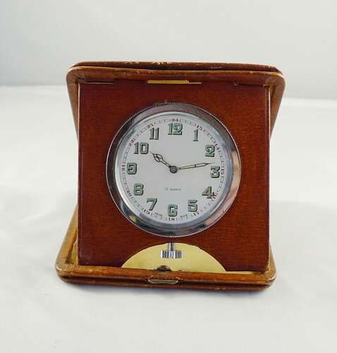 8 Days Travel Clock in Leather Case Swiss 1925