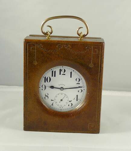 8 Days Goliath Pocket Watch in Leather Travelling Case by Vickery Regent Street Swiss 1920