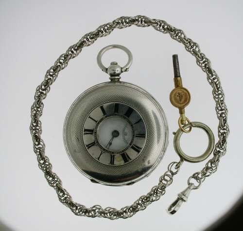 Silver 0.935 Half Hunter Pocket Watch Swiss 1880