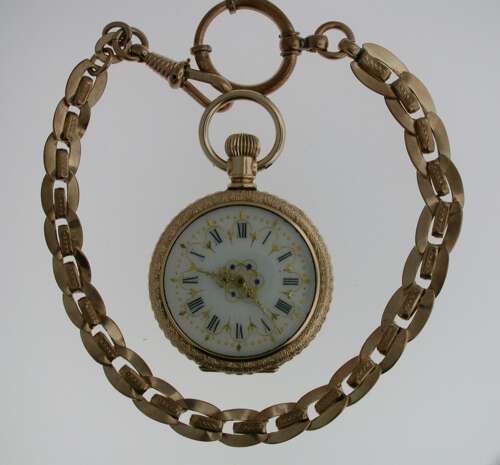 Gold Filled Waltham Open Face Pocket Watch USA 1900 with Chain