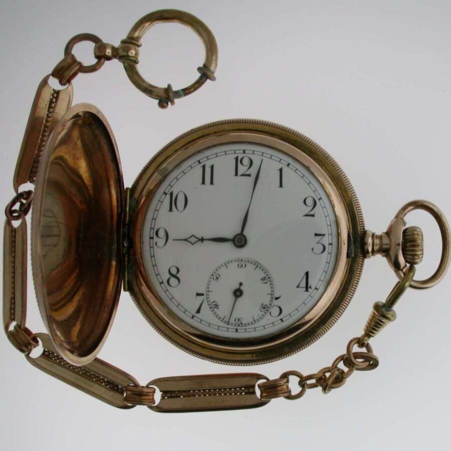 Full Hunter Gold Filled Pocket Watch Swiss 1920