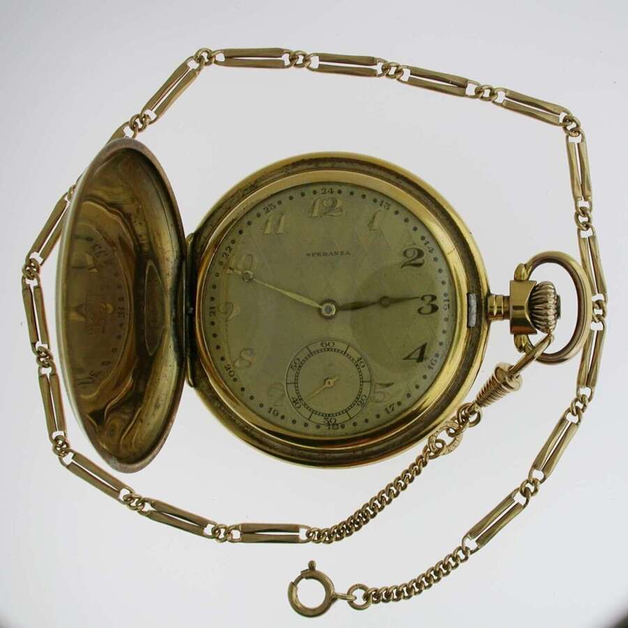 Full Hunter Gold Filled Art Deco Pocket Watch Swiss 1920