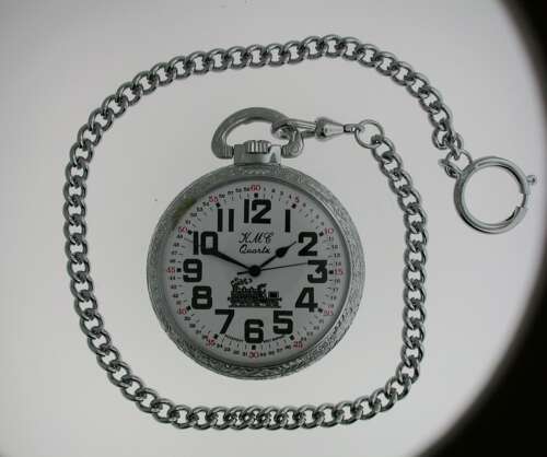 A late 20th Century Steel Railway Open Face Pocket Watch Quartz Germany