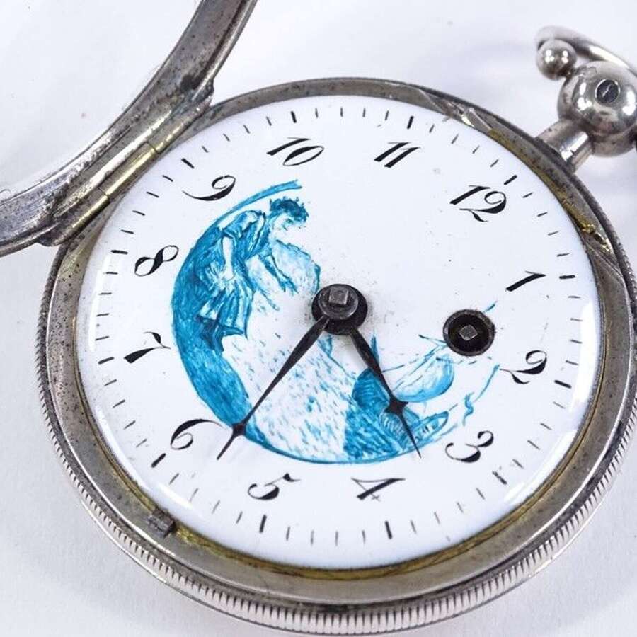 Berthoud Silver Open Face Pocket Watch with Painted Dial France 1820