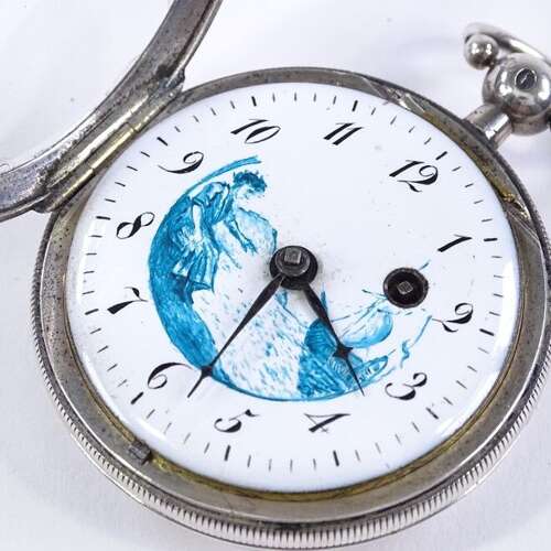 Berthoud Silver Open Face Pocket Watch with Painted Dial France 1820