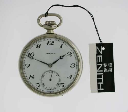 Zenith Gent's Open Face Steel Pocket Watch Swiss 1960
