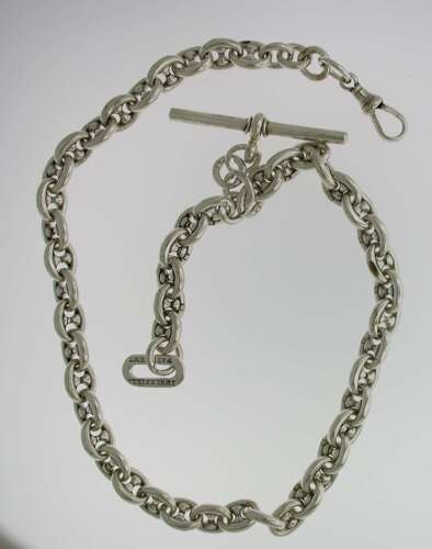 Heavy Silver Pocket Watch T-Albert Chain (58)