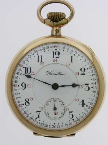 Hamilton Gold Filled Railroad Open Face Pocket Watch, USA 1920