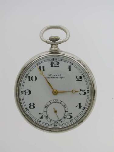 Doxa Steel Open Face Pocket Watch  Swiss 1930