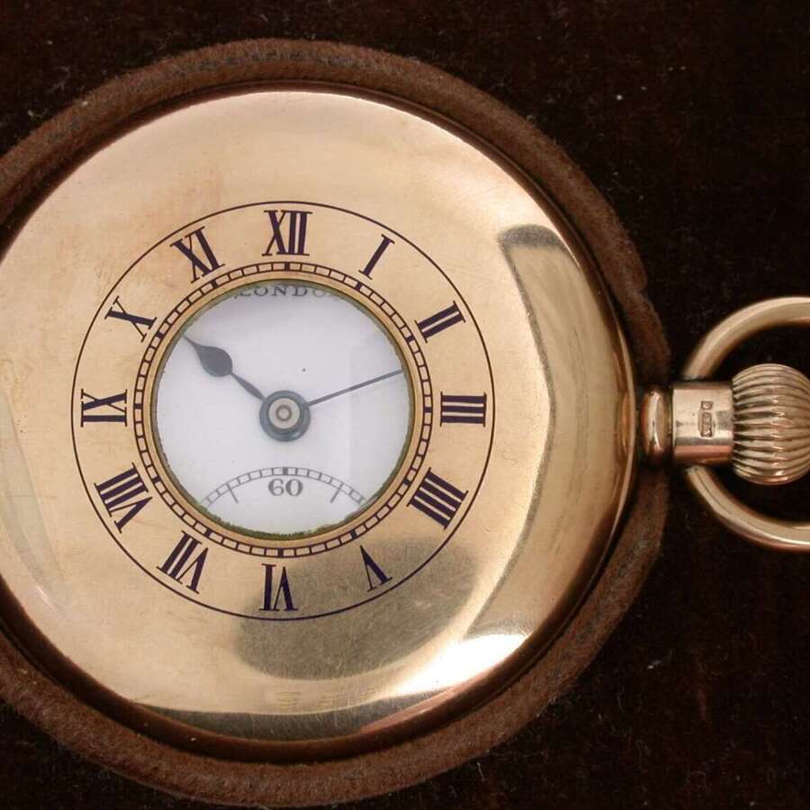 9Kt Gold 375 J.W. Benson Birmingham 1928 Half Hunter Pocket Watch