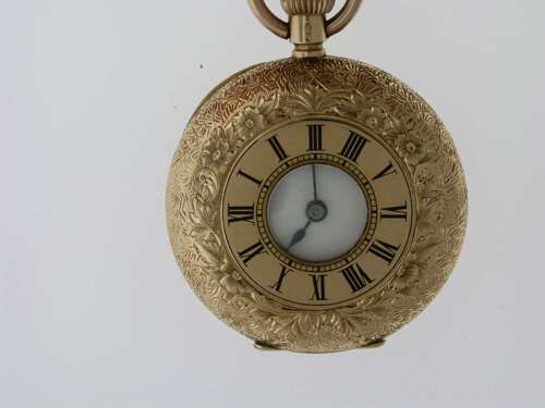 14 Kt Gold Omega Half Hunter Pocket Watch Swiss 1930