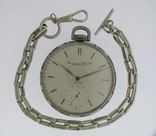 I.W.C. Schaffhausen Art Deco Steel Staybrite Pocket Watch Swiss 1940