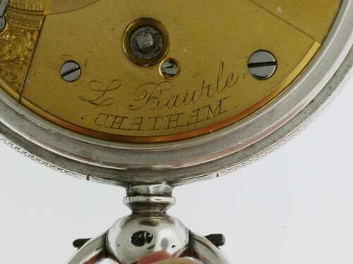 Silver L. Baurle Chatham Open Face Pocket Watch Birmingham 1876 Ald Case