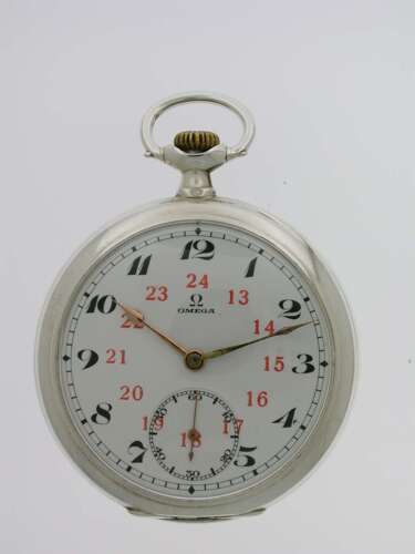 Omega Silver 0.800 Open Face Pocket Watch Swiss 1922