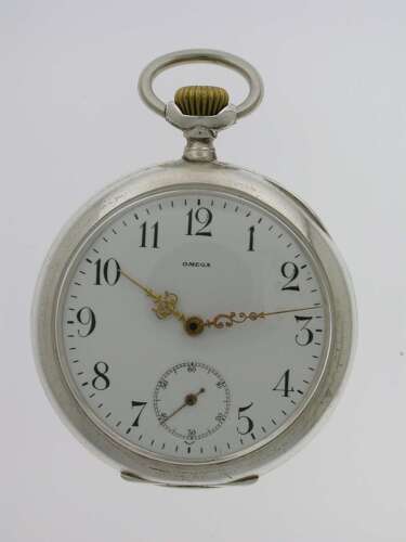 Omega Silver 0.800 Open Face Pocket Watch Swiss 1930