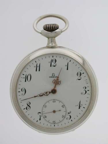 Omega Open Face Steel Pocket Watch Swiss 1908