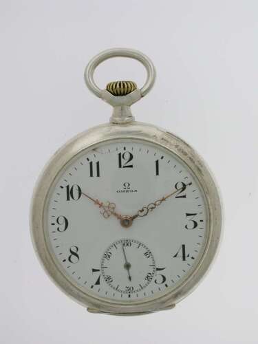 Silver 0.800 Omega Open Face Pocket Watch Swiss 1910