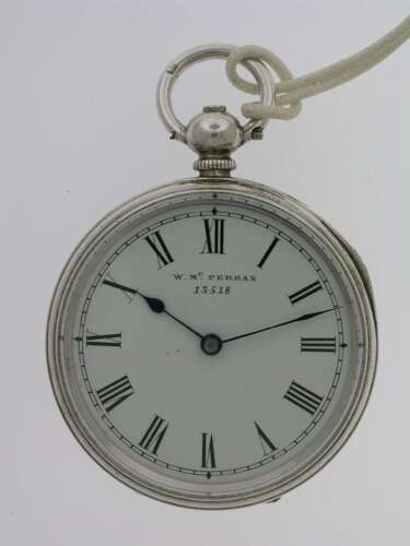 Silver W. Perran Open Face Pocket Watch Swiss 1900