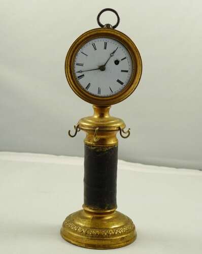 Pillar Column Brass Watch Stand with L’ Epine a Paris Pocket Watch France 1870