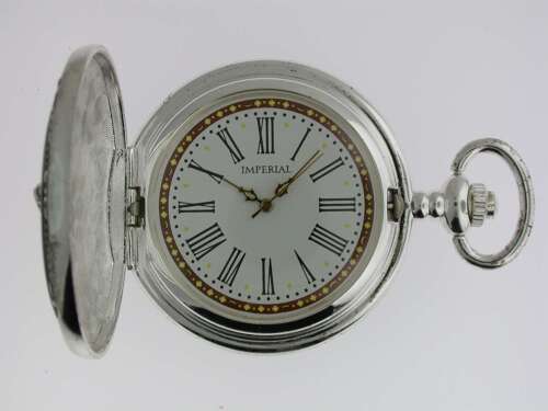 Imperial Full Hunter Steel Nos Pocket Watch Swiss 1970
