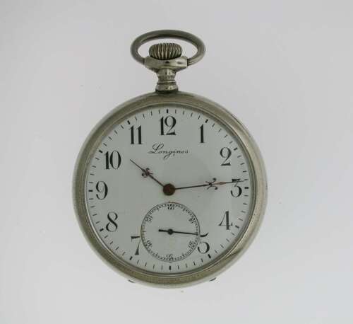 Longines Open Face Swiss Steel Pocket Watch 1935