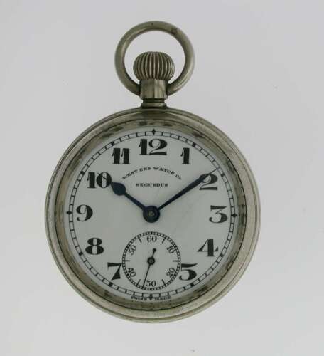 Secundus West End Watch Co Steel Open Face Pocket Watch Swiss 1925