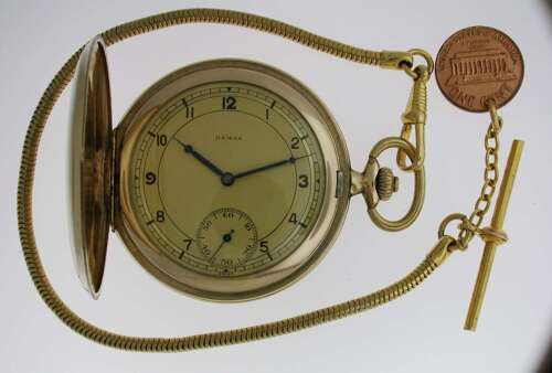 Full Hunter Gold Filled Art Deco Damas Pocket Watch Swiss 1939