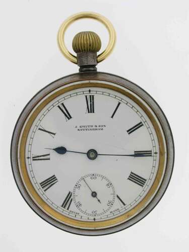 Omega Gunmetal Open Face Pocket Watch  Swiss 1900
