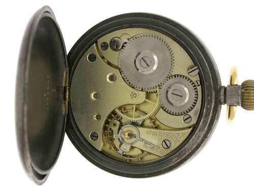 Omega Gunmetal Open Face Pocket Watch  Swiss 1900