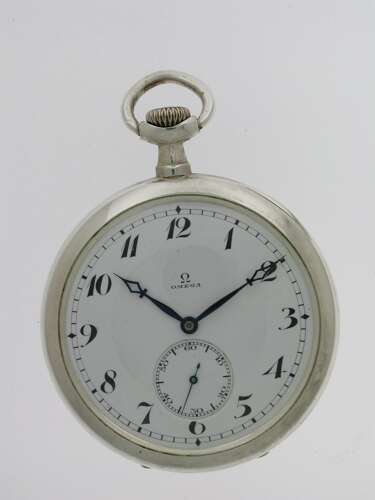 Silver 0.900 Omega Open Face Pocket Watch Swiss 1916