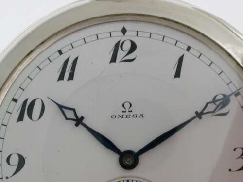 Silver 0.900 Omega Open Face Pocket Watch Swiss 1916