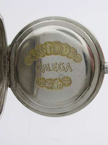 Silver 0.900 Omega Open Face Pocket Watch Swiss 1916