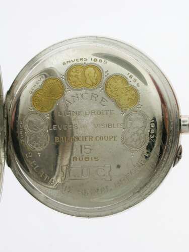 Silver 0.800 L.U.C. Chopard Open Faced Pocket Watch 1915 - Louis Ulysses Chopard