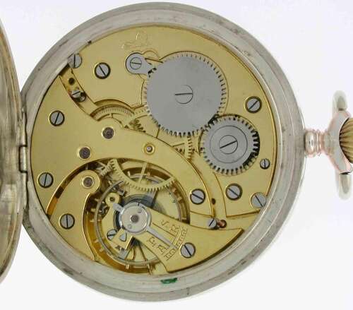 Silver 0.800 Mint Pocket Watch With Lion on Dial Case and Movement - Swiss 1930