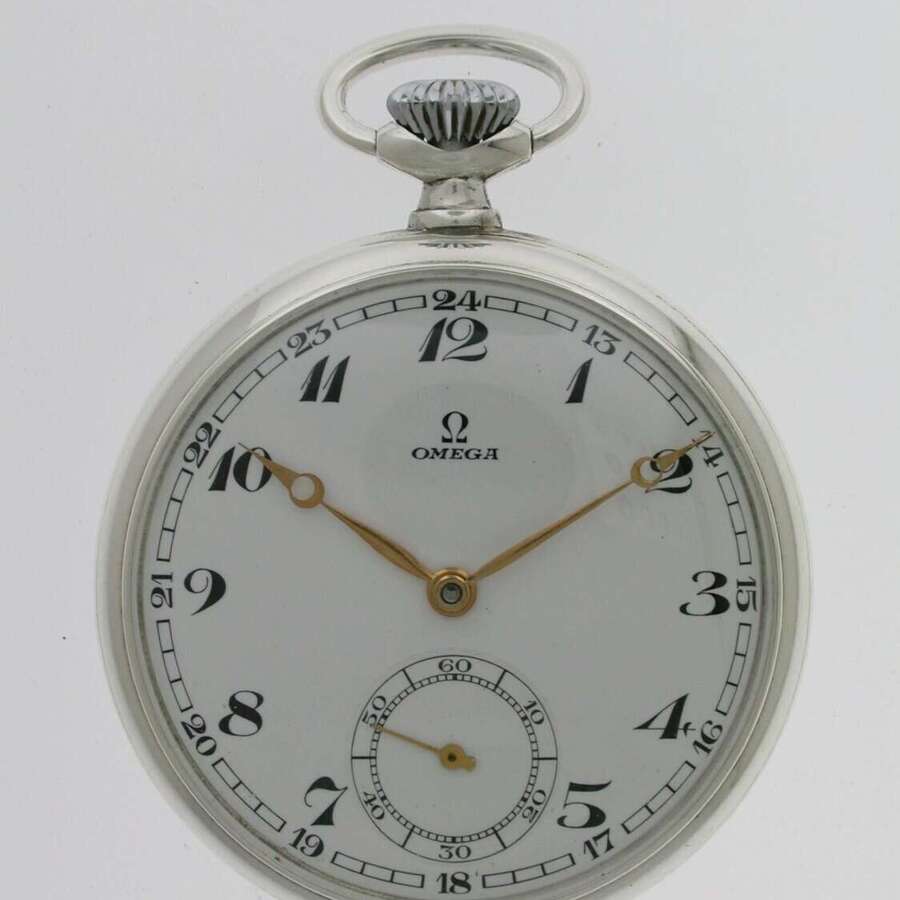 Omega Silver Open Face  Pocket Watch Swiss 1937
