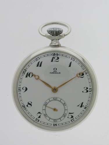 Omega Silver Open Face  Pocket Watch Swiss 1937